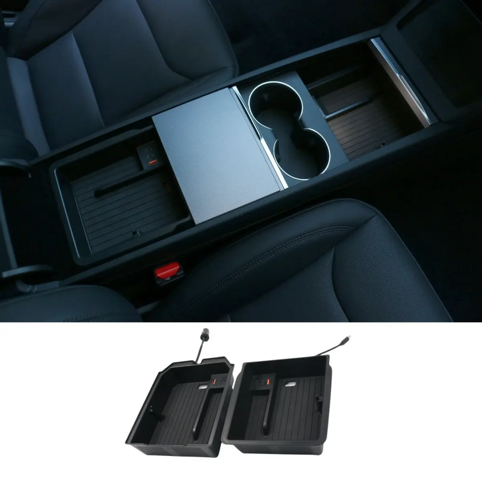 Center Console Organizer with USB Hub for Tesla Model Y/3