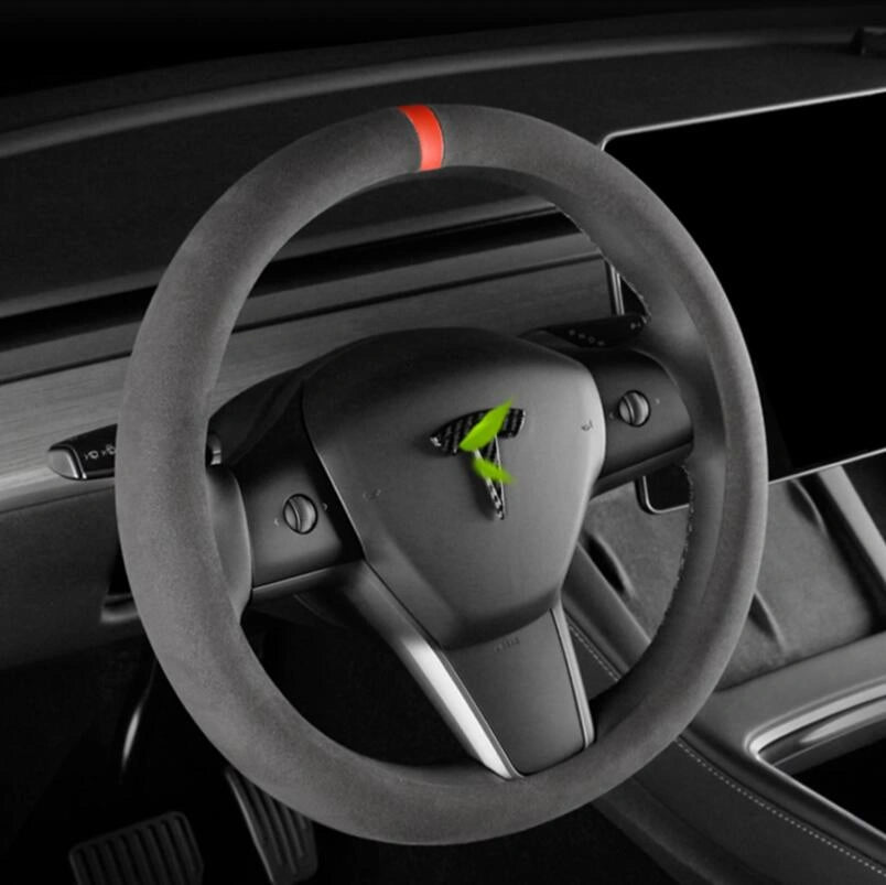 Suede Steering Wheel Cover for Tesla Model Y/3