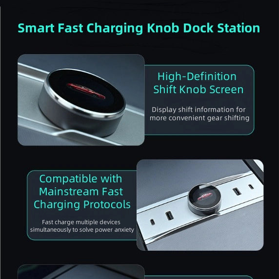 Smart Rotating Gear Shift Docking USB Hub for Tesla Model 3 Highland  Modtesla