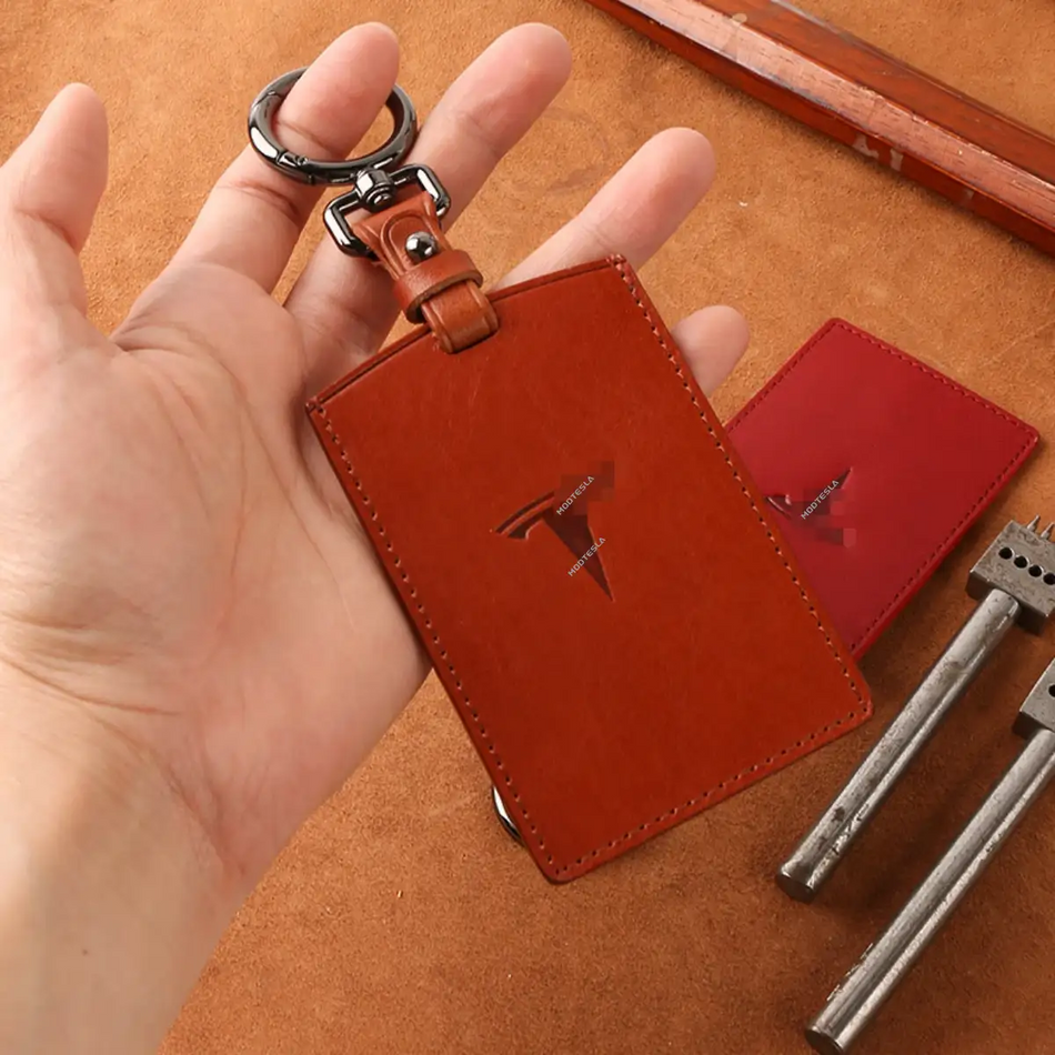 Leather Key Card Holder for Tesla