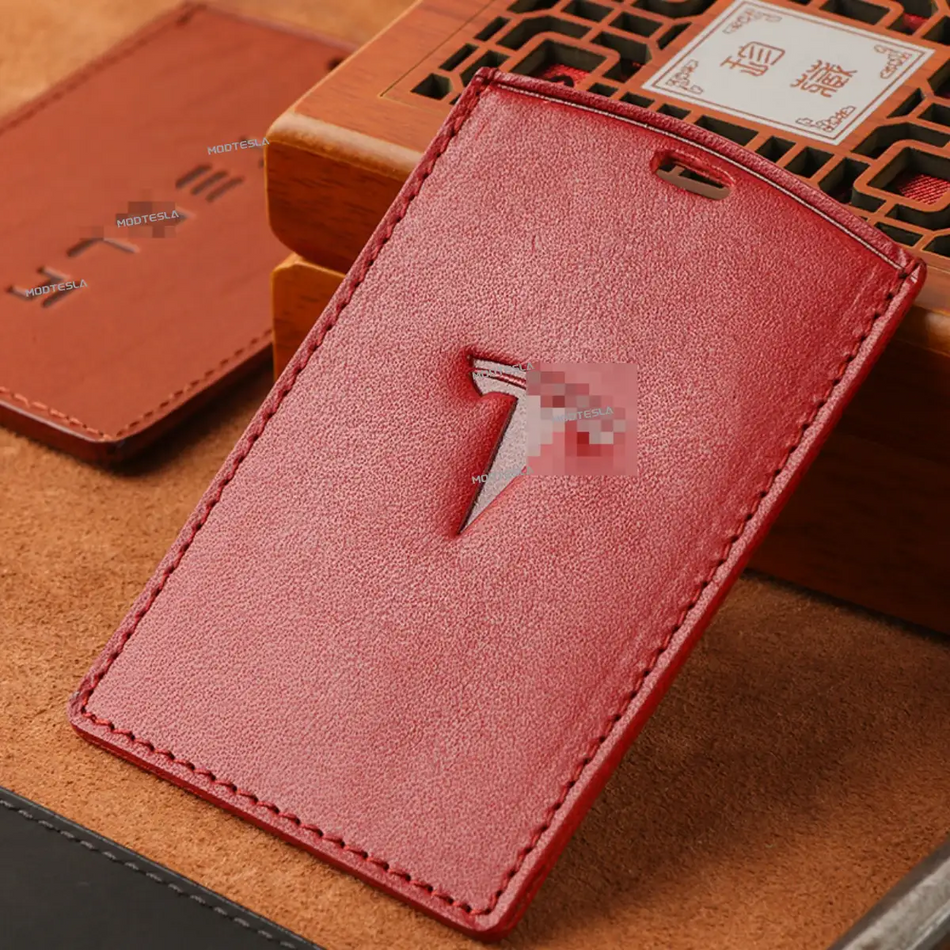 Leather Key Card Holder for Tesla