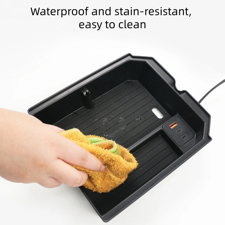 Armrest Storage Box with USB Charging Cables Hub for Tesla Model Y Juniper  Modtesla