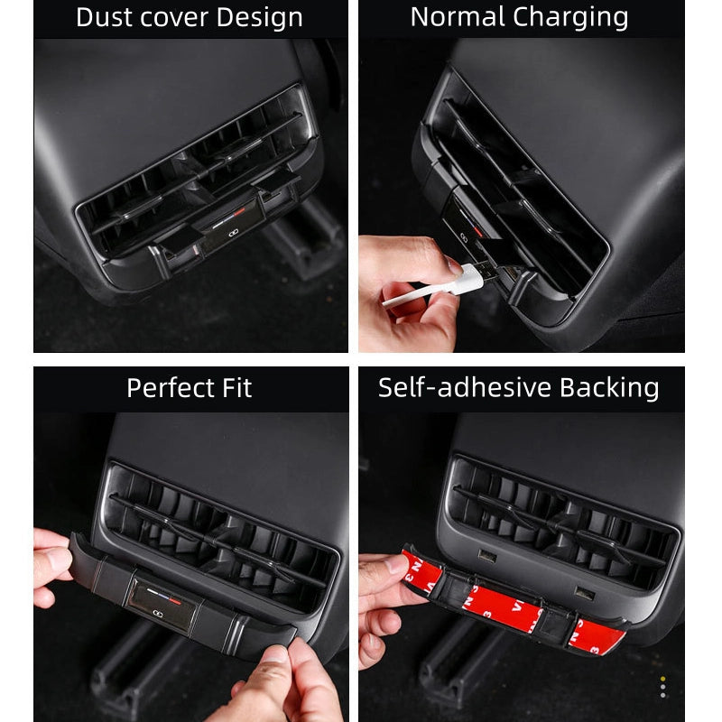 Rear USB Charging Protection Cover for Tesla Model Y 2019-2024  Modtesla