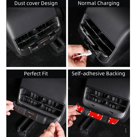Rear USB Charging Protection Cover for Tesla Model Y 2019-2024  Modtesla