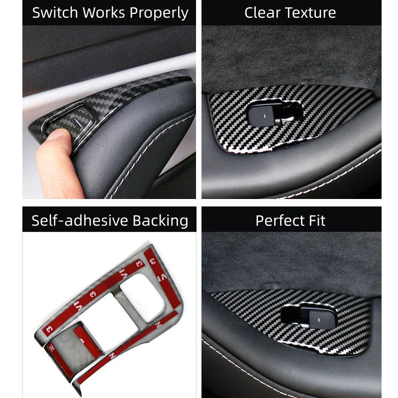 Window Button Switch Trim Cover Kit for Tesla Model Y 2019-2024 (14pcs)  Modtesla